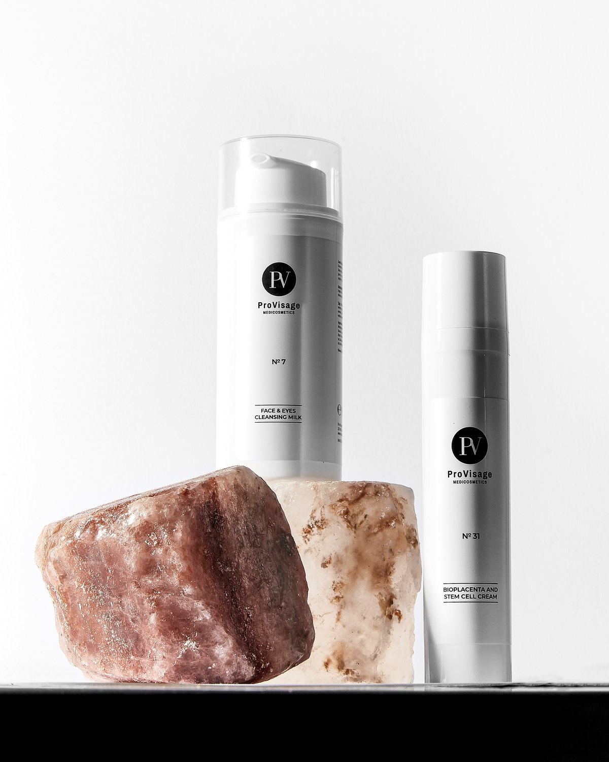 Skincare product still life, with stone