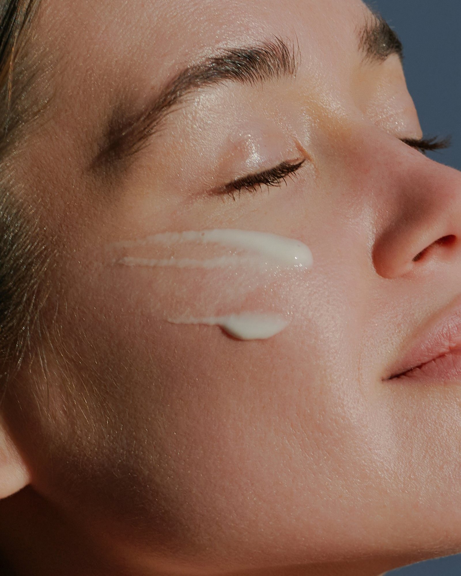 Skincare product, macro texture detail on cheek