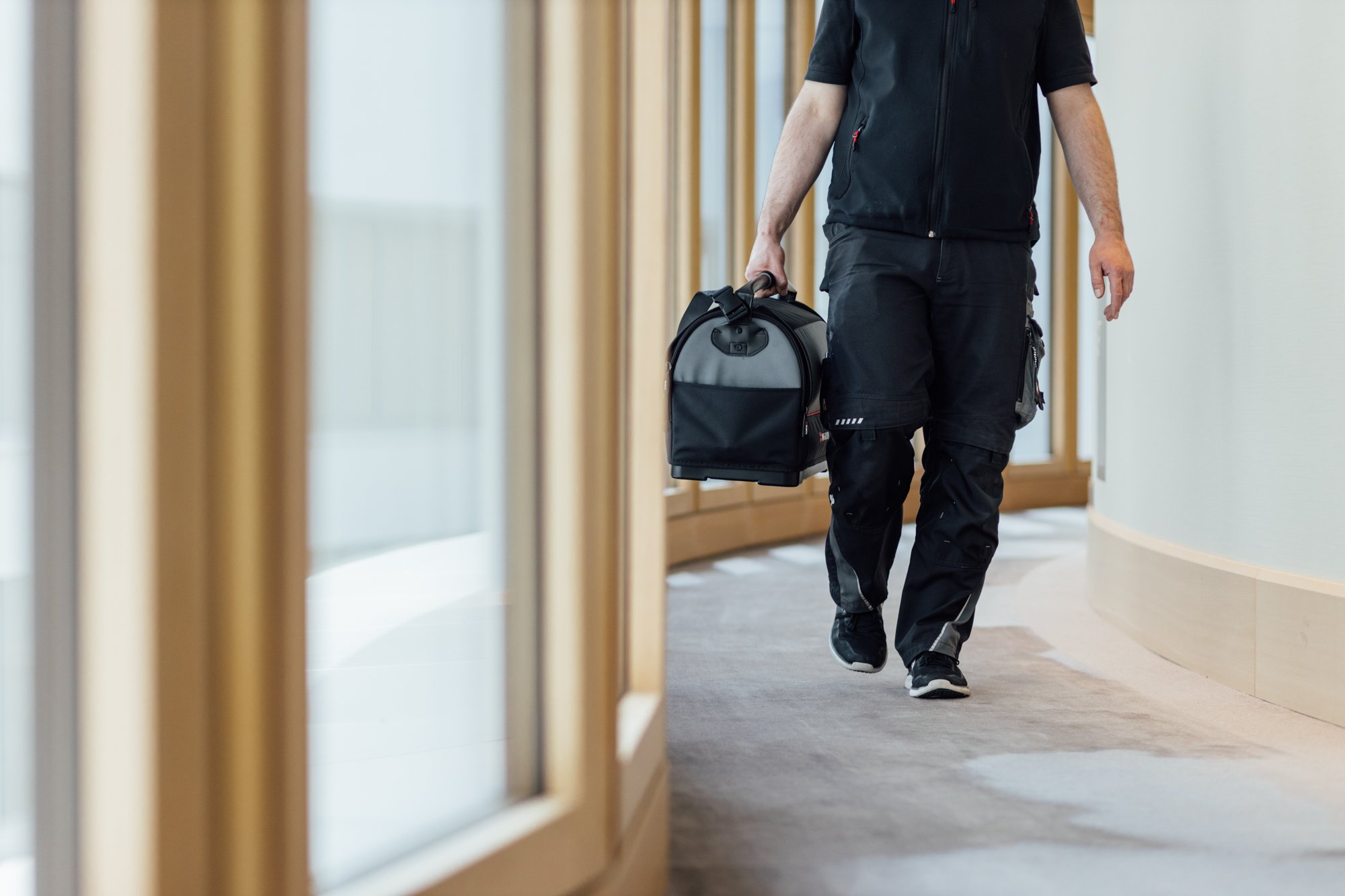 Hotel maintenance staff, corridor