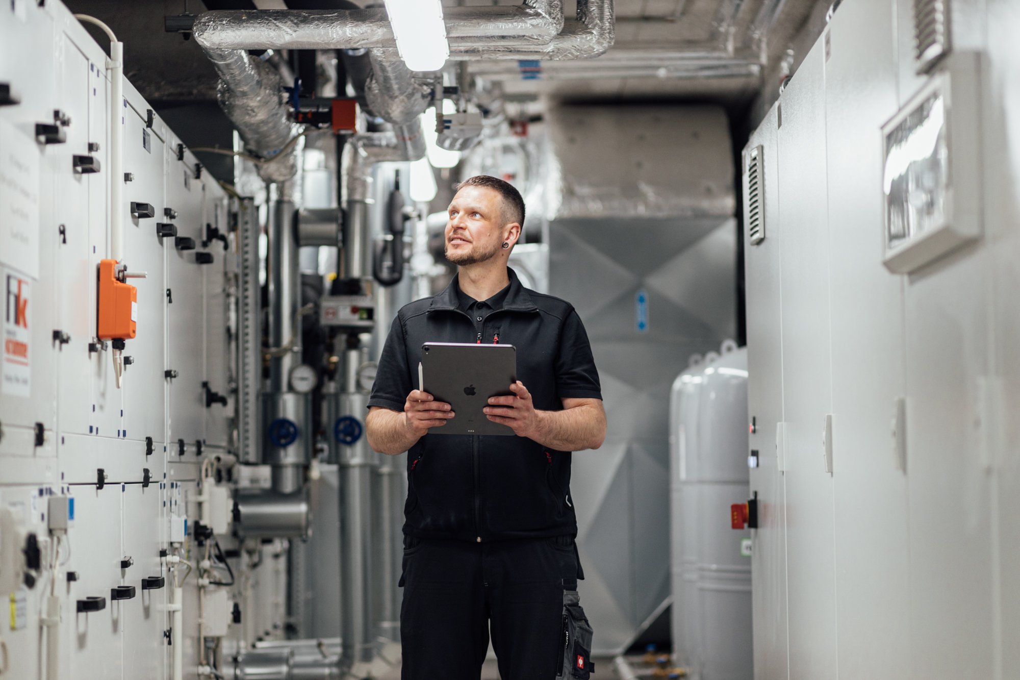 Hotel technician, utility room inspection