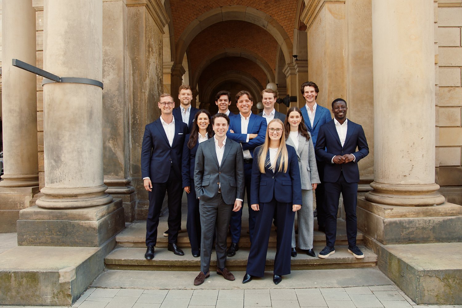 Team group portrait, business attire