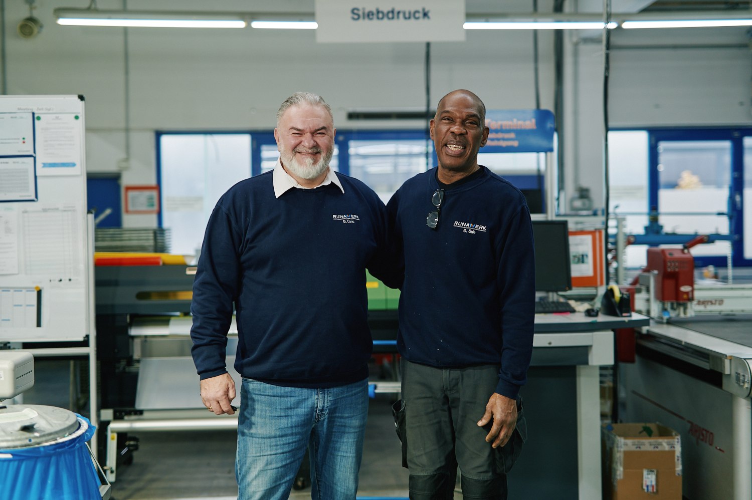 Print shop team, screen printing department