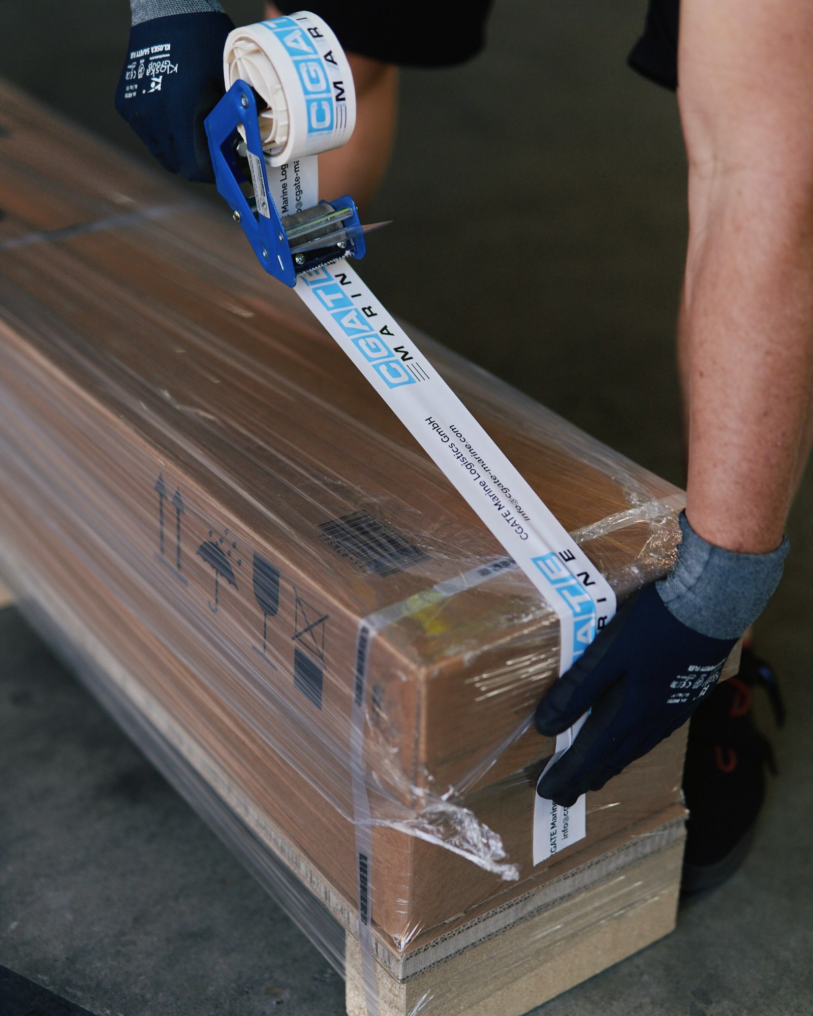 Packaging detail, sealing a shipping crate