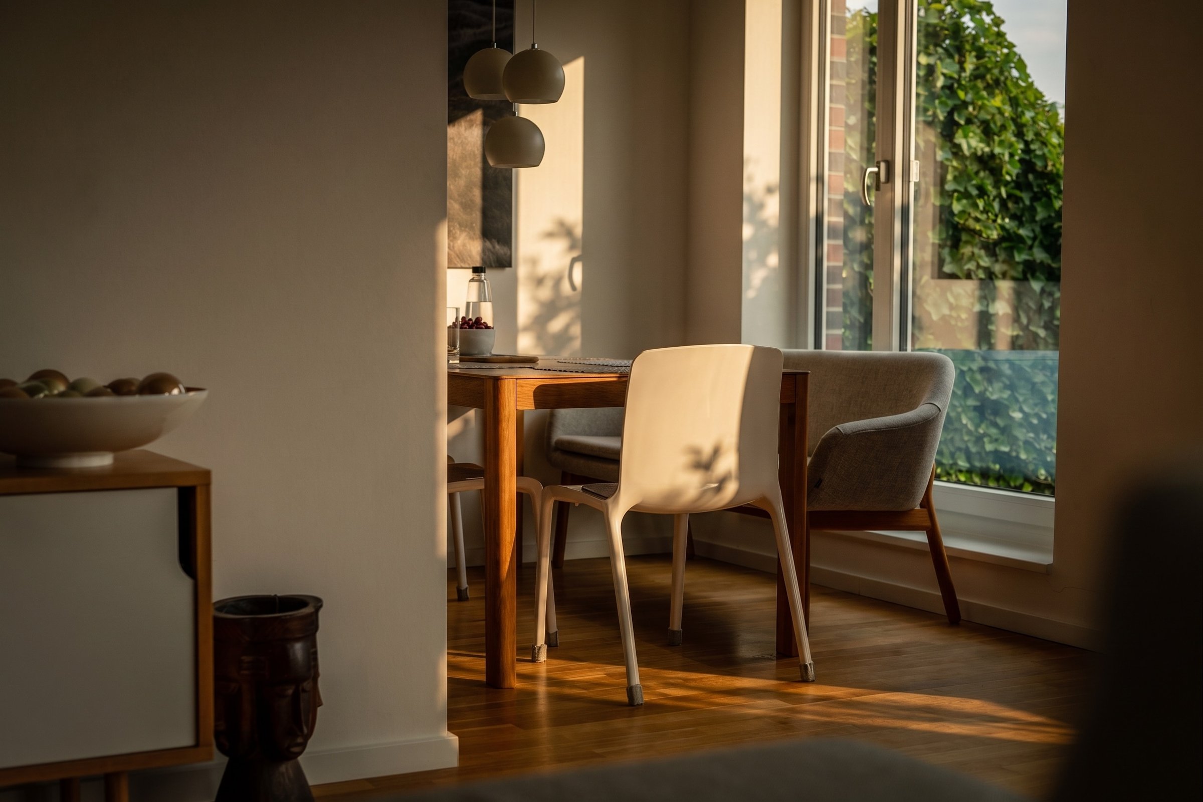 Sunlit apartment, dining nook by the window