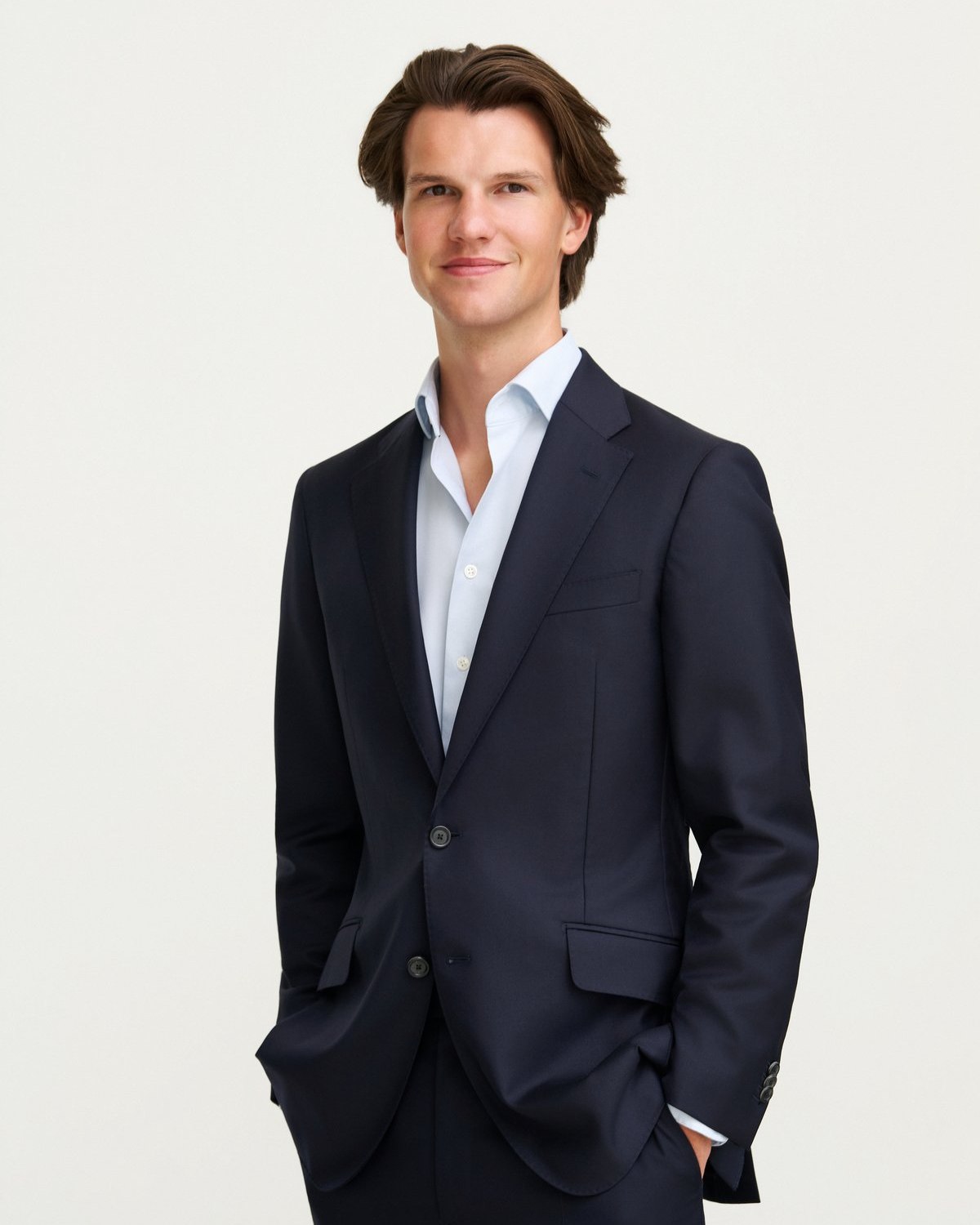 Studio portrait, navy suit