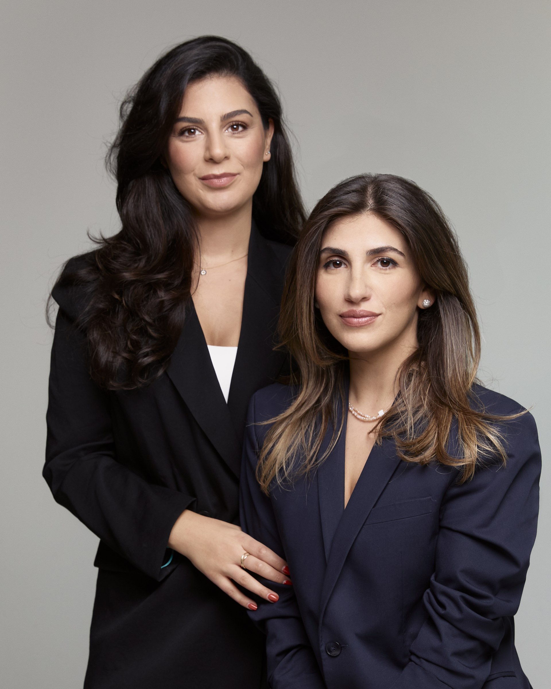 Studio portrait, two women, close-up